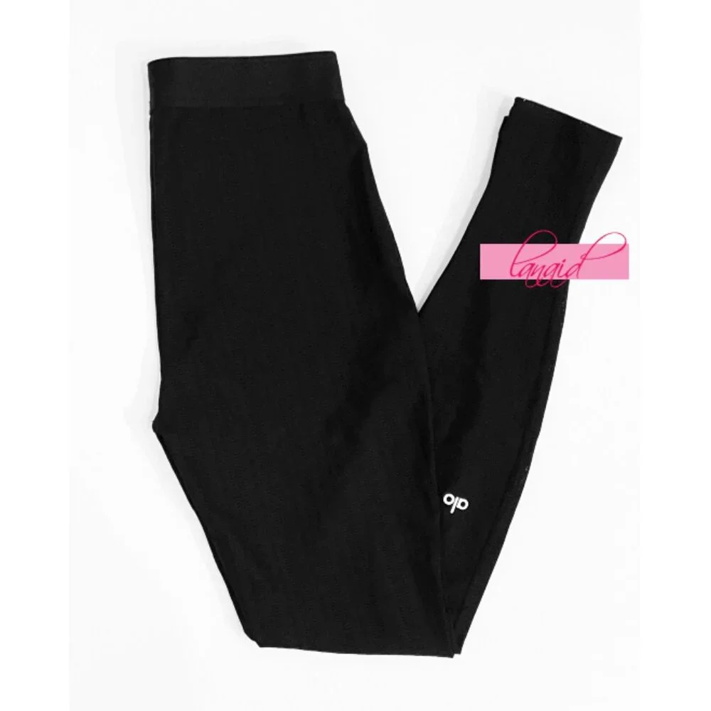 NEW Alo High-Waist Euphoria Leggings Black Mesh Sheer See-Through Transparent S